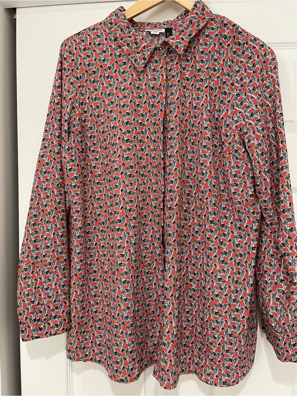 Splendid Maternity Size L Peachy Zebra Patterned Long-Sleeve Button Down Shirt